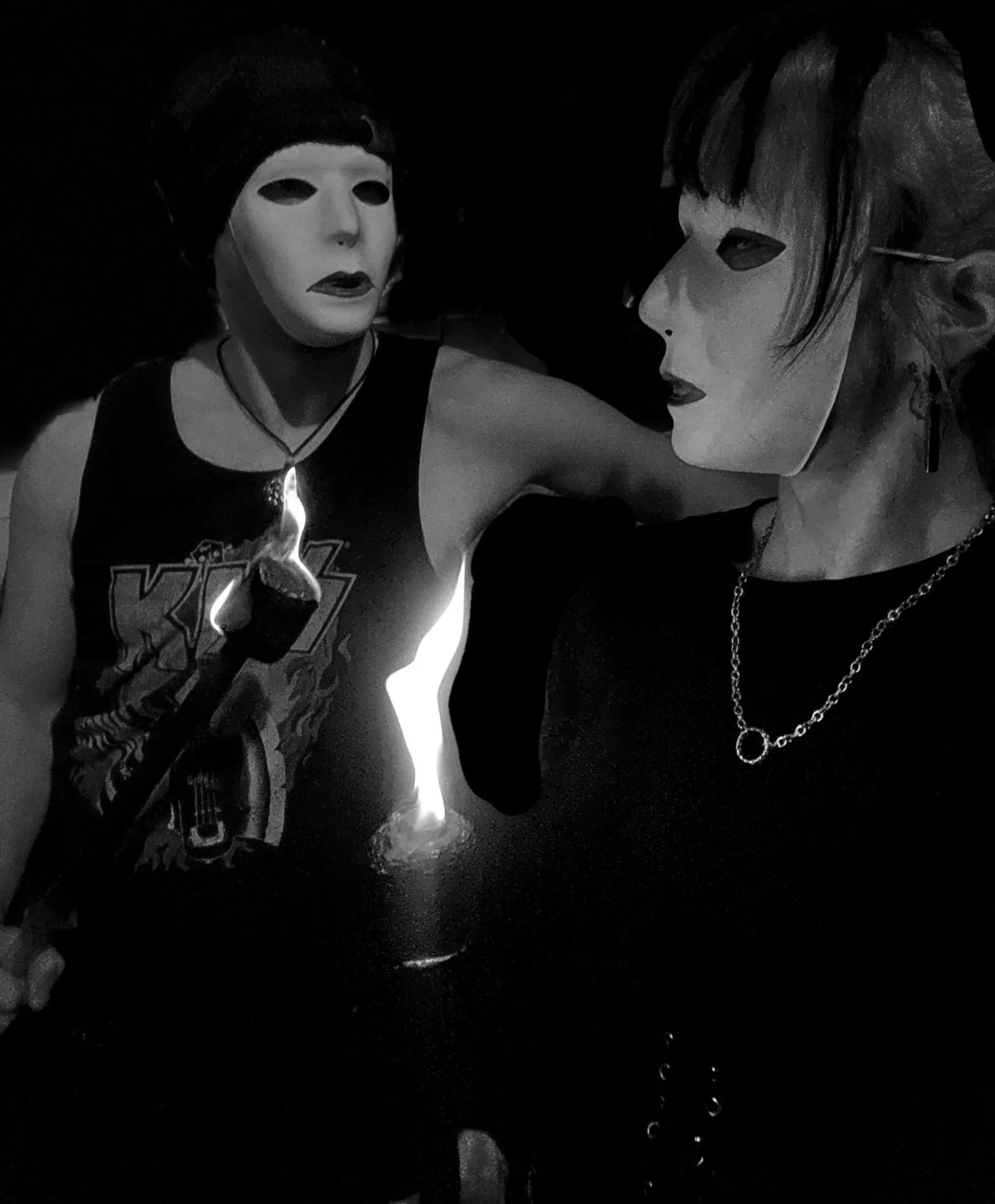 Lakeland Cabaret fire performers in theatrical masks